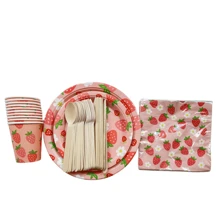 Strawberry Birthday Party Decorations With Strawberry Banner, Napkins, Plates And Cups Disposable Tableware Set For Berry Sweet Themed Birthday Party Supplies,Christmas