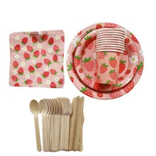 Strawberry Birthday Party Decorations With Strawberry Banner, Napkins, Plates And Cups Disposable Tableware Set For Berry Sweet Themed Birthday Party Supplies,Christmas