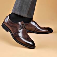 Versatile Men's Leather Shoes: Perfect For Business Formal Or Casual Wear, With Pointed Toe Design - Genuine Leather Construction. - Brown - View 3