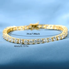 1pc 4mm Cubic Zirconia Studded Tennis Chain Bracelet, Unisex Hip Hop Jewelry Gift For Daily Party Fathers Day Gift School Halloween Accessories Punk