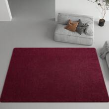 Modern Beige Area Rugs For Bedroom Living Room, Short Wool, Washable, Thickened Memory-Foam Indoor Carpets, Minimalist Style Carpet With Super Soft Touch - 酒紅色 - 查看 3