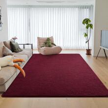 Modern Beige Area Rugs For Bedroom Living Room, Short Wool, Washable, Thickened Memory-Foam Indoor Carpets, Minimalist Style Carpet With Super Soft Touch - 酒紅色 - 查看 5