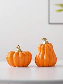 1pc Minimalist Ceramic Fake Pumpkin Decor For Halloween Party, Gifting Fall Autumn,Christmas - Pumpkin - View 10