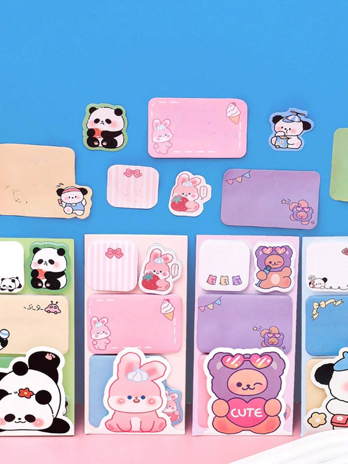 Cute Animal Combination Sticky Notes, High-Quality Cartoon Panda Notes ...