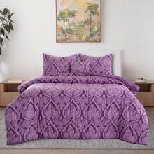 5-Piece Comforter Set – Lux Decor Collection – Lightweight Microfiber With Plush Texture – Opulent Design – All-Season Warmth – Elegant Bedding With Pillow Shams & Bed Skirt – Cozy Comforter, Elegant Bedding Set, Luxury Bedroom Essentials, Valentine's Day Romantic Bedroom, Spring Bedding Set, Complete Bed In A Bag, Matching Decor, Elegant Design, Luxury Look, Gift Set Idea, Guest Bedroom Ready, Modern Bedroom Style, Easy Bedroom Refresh, All-Inclusive Bedding, Daily Living, Home Comfort, Family Choice - Màu tím nhạt - Xem 3