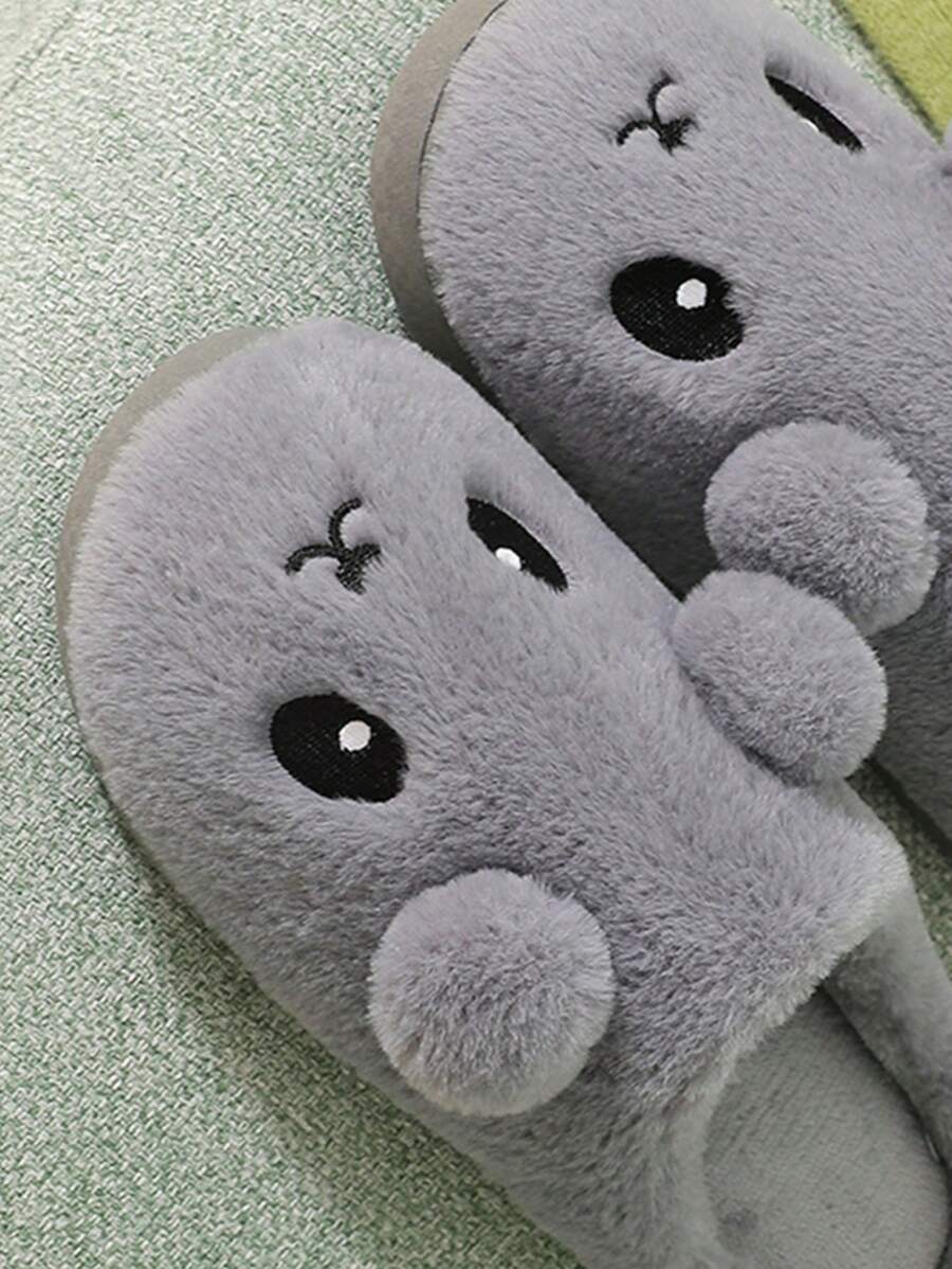 Cartoon Panda Design Slippers, Warm Indoor Casual House Slippers For