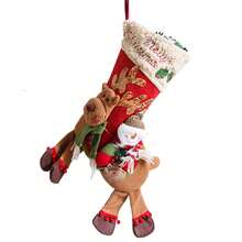 圣诞老人骑着驯鹿圣诞礼物苹果袋 - 彩色 - 查看 11