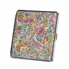1pc Vintage Printed Leather Cigarette Case Smoking Accessory Holiday Gift - Multicolor - View 10