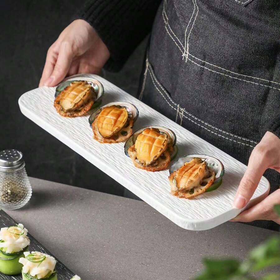 Ceramic Sushi Plate, Rectangle Plate, Flat Plate, Cake & Dessert Plate, Oblong Plate - Popular Style For Restaurants & Hotels In Europe And Japan - White - View 1