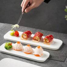 Ceramic Sushi Plate, Rectangle Plate, Flat Plate, Cake & Dessert Plate, Oblong Plate - Popular Style For Restaurants & Hotels In Europe And Japan - White - View 7