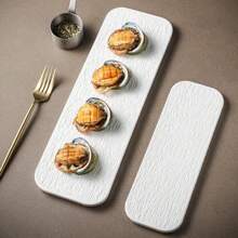 Ceramic Sushi Plate, Rectangle Plate, Flat Plate, Cake & Dessert Plate, Oblong Plate - Popular Style For Restaurants & Hotels In Europe And Japan - White - View 4