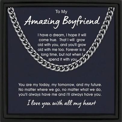 REEBONZ Amazing Boyfriend Necklace For Me, Card With Gift Box, Chain Necklace, Boyfriend Necklace, Birthday Gift, Graduation Gift, Christmas Gift