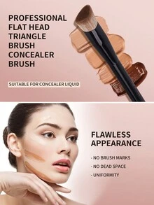 MAANGE 3pcs Soft Makeup Brush, Protable Smudge Cosmetic Brush Makeup Brush With Foundation Brush Blush Brush Loose Powder Brush Contour Brush Highlighter Brush Makeup Tools Gift For Women & Girl Travel Makeup Brush ﻿ - 黑色 - 查看 10