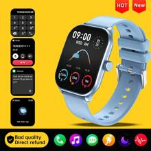 Smart Watches For Men Android Phones, Samsung Galaxy, Wireless 5.0, Texting And Calling, 240*296 HD Large Screen, IP67 Waterproof, Healthy Heart Rate And Blood Pressure Monitoring, Message Remind, For Women Ios Phones, With Speakers, With Music, Outdoor Health Sports Watch, Pedometer, Calorie Counter, Golf, Activity Tracking, Date, Clock, Sleep, Silicone Bands, There Are Many Faces, Black/Silver/Gold - Màu xanh lam - Xem 1