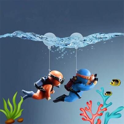 Diving Action Figures Aquarium Ornament, Artistic Decor, Mini Scuba Diver Figurines, Fish Tank Creative Landscaping Accessories