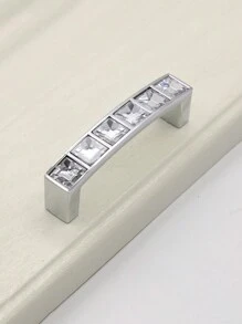 1 Stück/6 Stücke Kristall Schubladengriffe, transparente quadratische Diamant Metallgriffe, massiv Doppelloch Knöpfe für Weinschrank, Kleiderschrank, Schrank mit Schrauben, 64mm/96mm/128mm Lochabstand, Möbelbeschläge - Silber - Übersicht 9