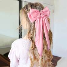 1PC Bow Headband, Girl's Large Bow Hair Clip, Ponytail, And Large Hair Clip Accessory (Pink) - Pink - View 4
