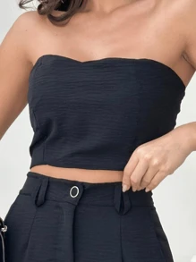 Women's Set Of Pantalona Pants And Cropped In Duna