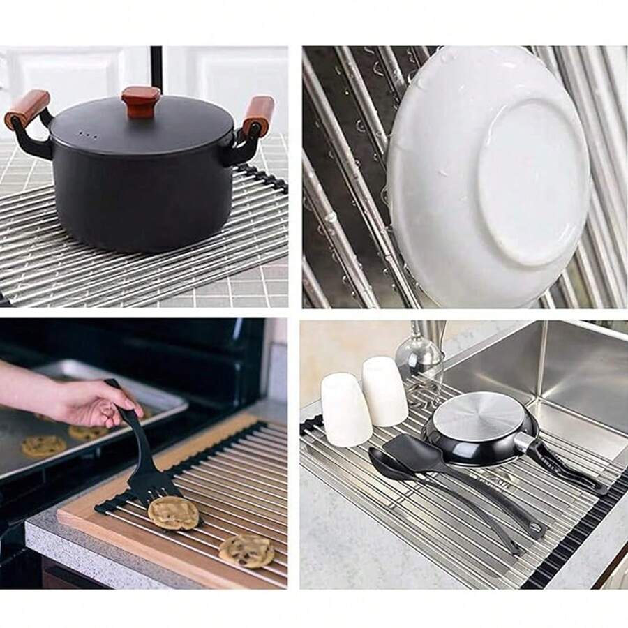 Retractable Dish Drying Rack, RV Foldable Stainless Steel Sink Dish