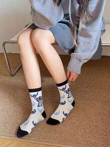 5 双/套男女通用动漫史迪奇袜子卡通女士男士星际宝贝保暖袜秋冬透气中筒休闲袜礼物,星际宝贝连衣裙,星际宝贝连衣裙,星际宝贝派对 - 彩色 - 查看 7