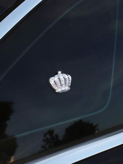 MEIKAXIU 2 peças adesivos de emblema estilo coroa metálica, decoração brilhante para interior e exterior do carro, acessórios automotivos unissex