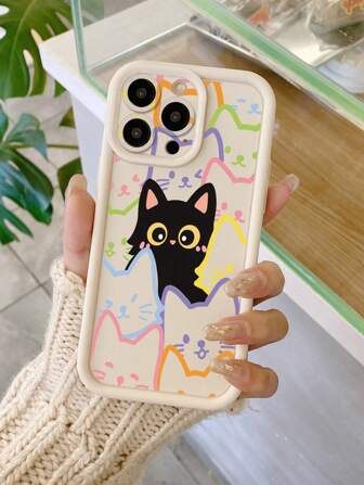 1pc Multi-Color Cat Pattern Phone Case With Precise Camera Cutout And Anti-Shock Design, Compatible With IPhone Apple 11 Pro Max, 12 Pro Max, 13 Pro Max, 14 Pro Max, 15 Pro Max, 16 Plus, 16 Pro Max, Redmi, OPPO/Realme, VIVO, Infinix, MOTO, OnePlus Waterproof Anti-Fall Scratch Resistant