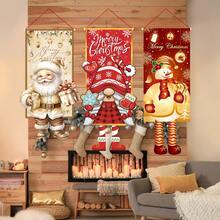 1 Stück Weihnachtsthemen Hänge Flagge, süßer Weihnachtsmann, Schneemann, Nussknacker Design, geeignet für Weihnachts Feiertags Dekoration, Türrahmen oder Garten