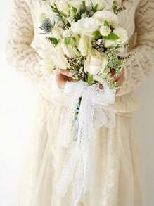 10yd/Roll White Lace Floral Ribbon For Birthday, Wedding, Engagement, Christmas Day Festival Gift Packaging, Flower Packaging ,Diy Clothing, Headwear, Decorative Materials,Christmas Valentine Day - Multicolor - View 4