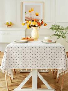 1 szt. Świeży niebieski obrus z frędzlami w kwiaty stokrotki, styl rustykalny, odpowiedni na szafkę nocną, stolik kawowy, dekorację okrągłego stołu, zmywalny, wystrój domu w wiejskim domku, kuchni, jadalni, na piknik, przyjęcie, ogród, przyjęcie herbaciane, na każdą porę roku, jesień