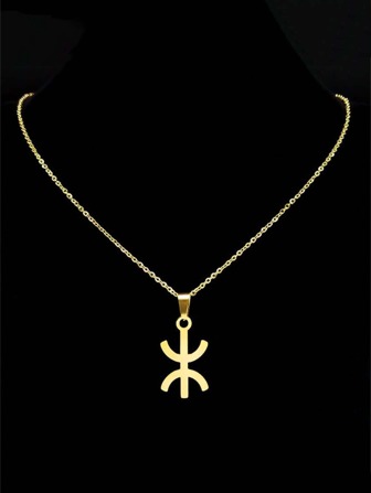 Africa Berbers Symbol Pendant Necklace Stainless Steel Gold Color Amazigh ⵣ Letter Amulet Style Chain Necklaces Jewelry