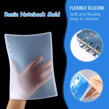 26-teiliges Notizbuch Silikon-Formset, Silikon-Formset für Notizbuchdeckel, geeignet für A5, A6, A7, Silikon-Epoxidharz-Forme für Notizbücher, DIY-Set mit Buchringen, Löffeln, Pinzetten, Bechern, Pipetten, Holzstäbchen