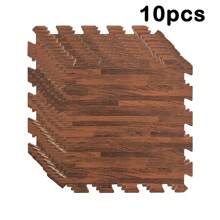 1pc/10pcs, 12"X12", High Strength Interlocking Floor Mats With Wood Grain Pattern, Suitable For Living Room, Kitchen, Bedroom, Anti-Collision/Anti-Slip/Waterproof, Puzzle Foam Flooring, Comes With 1 Edge Trim