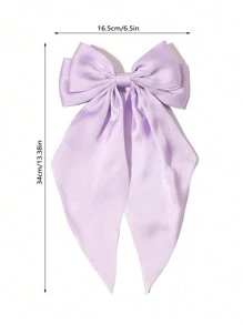 1 件蝴蝶结头带，女孩大号蝴蝶结发夹，马尾辫配大号发夹配件（浅紫色） - 淡紫色 - 查看 2