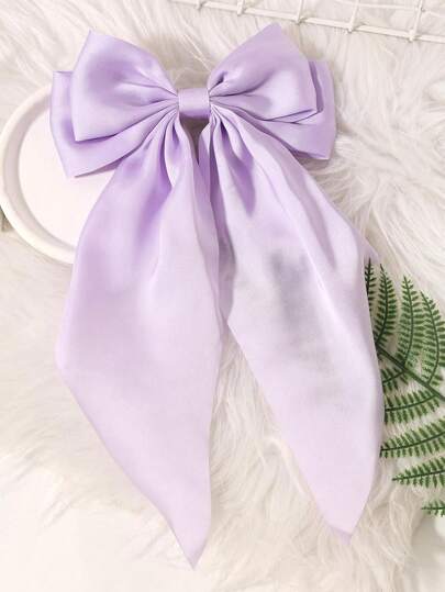 1PC Bow Headband, Girl's Large Bow Hair Clip, Ponytail With Large Hair Clip Accessory (Light Purple)