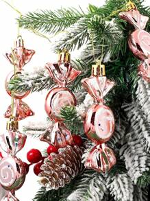 6pcs Electroplated Candy Pendants, Christmas Tree Candy Pendants, Christmas Party Decorations, Candy Home Decoration Pendants, Suitable For Christmas Decoration, Halloween Decoration, Thanksgiving Gift Wreath,Christmas