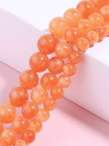 1 串天然橙色太阳石碧玉珠石圆形散珠隔珠适用于珠宝制作 DIY 手链配件 6 8 10 毫米 - 橘色 - 查看 3