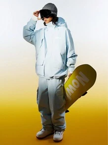 NowInSnow Chaqueta de snowboard para mujer con ajuste holgado, rosa, gruesa y cálida, profesional, impermeable 15,000 mm/transpirable 10,000g, a prueba de viento, en azul claro o azul marino