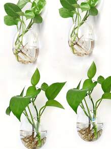 创意水培花瓶 水培植物容器 壁挂花瓶 桌面装饰花盆 适用于办公室、书房、客厅、卧室 - 無色 - 查看 13