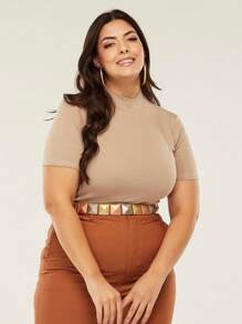 Plus Size Blouses - 卡其色 - 查看 2