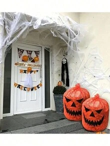 Túi đựng rác sân vườn hình lá bí ngô Halloween, Túi đựng lá làm vườn tái sử dụng siêu bền, Đồ trang trí ngoài trời mùa thu, Giáng sinh - Màu vàng - Xem 9