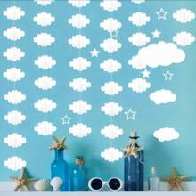 Decoração de Teto em Formato de Nuvem, Ornamentos Pendurados de Nuvem Falsa de Feltro Branco, Adequado para Chá de Bebê, Creche, Sala de Aula, Decoração de Casamento para Decoração de Casa, Casamento, Declaração, Decoração de Festa de Verão - Multicolorido - Visão 3