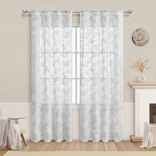 1 panel Cortinas velo semiopacos de decoración del hogar, pantalla de ventana, cortinas de tul para el hogar, decoración del hogar (excluyendo los postes de suspensión) - Blanco - Ver 13