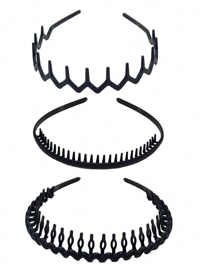 1 tiara unissex preta fosca com dentes, acessório de cabelo simples e moderno para o dia a dia, tiara para cabelo, tiara para maquiagem