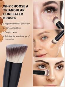 MAANGE 3pcs Soft Makeup Brush, Protable Smudge Cosmetic Brush Makeup Brush With Foundation Brush Blush Brush Loose Powder Brush Contour Brush Highlighter Brush Makeup Tools Gift For Women & Girl Travel Makeup Brush ﻿ - 黑色 - 查看 10