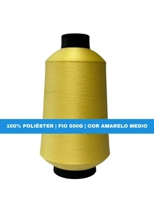 NICE LINES Overlock Thread 500g - 1 Cone White, Black, Colored - Màu vàng - Xem 3
