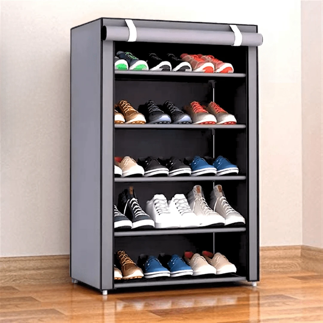 Shoe Rack Furniture Wardrobe Organizer Multipurpose Buildable Shelf 5 Levels Model YUB:010 - Grey - View 1