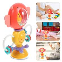 Baby High Chair Suction Rattle Toy Sensory Development Toddler Tray Toy With Suction Cup, Grab And Spin Gift For 6 12 18 24 Months Old Boys Girls