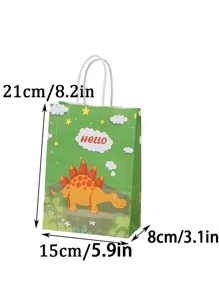 8pcs/Set 21*15*8CM Dinosaur Theme Gift Bags, Roaring Dinosaur Birthday Candy Packaging Bags, Suitable For Jungle Party Decorations - Multicolor - View 5