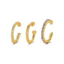 3pcs/set C-shaped Clip On Earrings Without Pierced Ear Hole - Gold - View 6