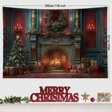 1pc Thick 105gsm Polyester Christmas Tapestry, Atmosphere Decor For Wall, Wall Art - Black - View 7